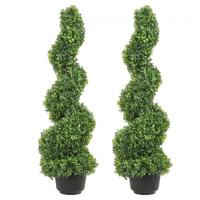 VEVOR 2 stuks kunstbuxus toren vormsnoei spiraal kunstplant 122 cm hoog decoratieve plant groene kunststof plant van PE ijzer vormsnoeiplanten incl. 10 stuks reservebladeren