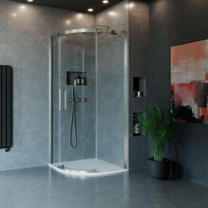 Crosswater Optix Douchecabine 90x90cm - kwartrond - deur links - RVS geborsteld OXQSVC0900_L