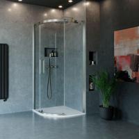 Crosswater Optix Douchecabine 90x90cm - kwartrond - deur links - RVS geborsteld OXQSVC0900_L