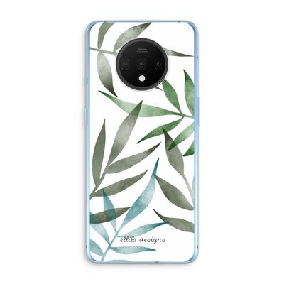 Tropical watercolor leaves: OnePlus 7T Transparant Hoesje