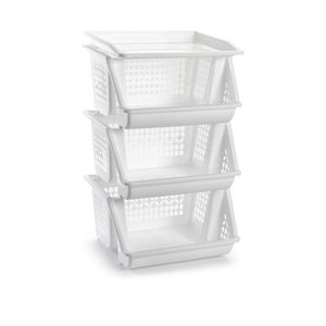 3x Witte opberg kratten/kasten/organizers 62 cm