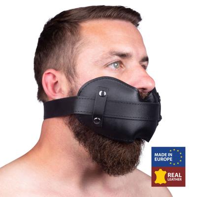Red Leather Leren Gag - Zwart