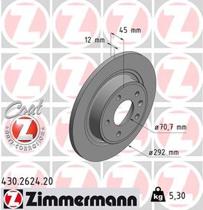 Remschijf COAT Z ZIMMERMANN, Remschijftype: Massief, u.a. für Opel, Vauxhall, Chevrolet