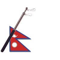 Landen vlag Nepal - 90 x 150 cm - met compacte draagbare telescoop vlaggenstok - supporters - thumbnail