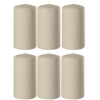 8x Beige cilinderkaarsen/stompkaarsen 6 x 8 cm 27 branduren