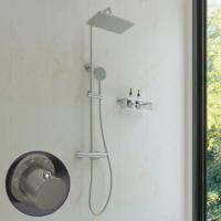 Regendouche set SaniClear Vision Curved | Opbouw | 20x30 cm | Mengkraan | Incl.Handdoucheset | RVS