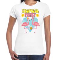 Tropical party T-shirt voor dames - tropisch feest - wit - carnaval/themafeest - thumbnail