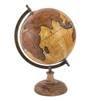 Clayre & Eef Wereldbol 22x37 cm Bruin Beige Hout Metaal Globe Bruin Globe - thumbnail