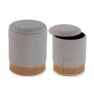 Verwijderbare poef Versa Grijs Bamboe Hout MDF 36 x 44 x 36 cm (2 Onderdelen)