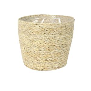 Steege Plantenpot - beige - gevlochten zeegras - 18 x 16 cm   -