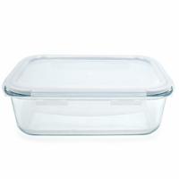 Vershoudbakje/lunchbox - luchtdicht - met clips - glas - 23 x 17 cm - 1500 ml