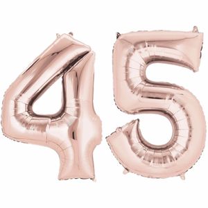 45 jaar versiering cijfer ballon rose goud