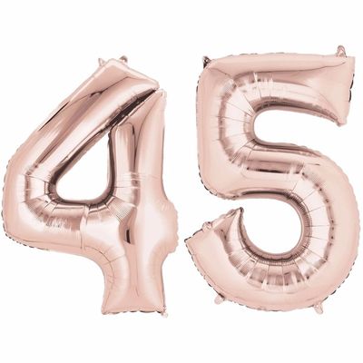 45 jaar versiering cijfer ballon rose goud