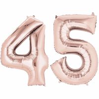 45 jaar versiering cijfer ballon rose goud