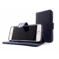 Apple Iphone 6/6s - Marine Blue Leren Portemonnee Hoesje - Lederen Wallet Case Tpu Meegekleurde Binnenkant- Book Case - - thumbnail