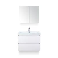 Maxx XL Badmeubelset 80 cm - Wit Hoogglans - Wastafel Just 1 kraangat - met Spiegelkast