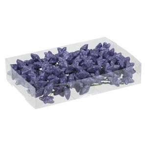 18x Bundeltjes van 8x paarse glitter mini sterretjes stekers/instekers 4 cm