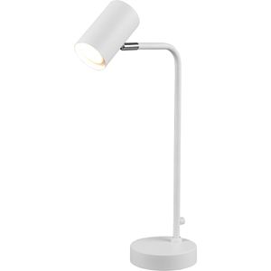 LED Bureaulamp - Tafelverlichting - Trion Milona - GU10 Fitting - Rond - Mat Wit - Aluminium