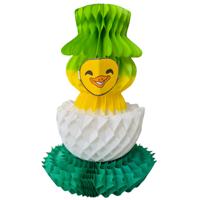 Paas decoratie kuiken van papier - geel - 18 cm - brandvertragend crepepapier - Pasen