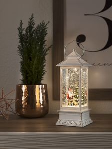 Konstsmide 4364-200 LED-lantaarn Kerstman met hond Warmwit LED Wit Besneeuwd, Watergevuld, Schakelaar