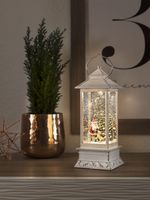 Konstsmide 4364-200 LED-lantaarn Kerstman met hond Warmwit LED Wit Besneeuwd, Watergevuld, Schakelaar - thumbnail