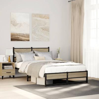 Bedframe zonder matras metaal sonoma eikenkleurig 120x200 cm