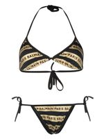 Balmain bikini à logo rayé imprimé - Noir