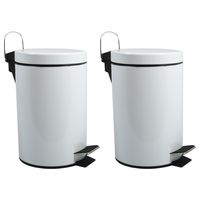 Prullenbak/pedaalemmer - 2x - metaal - wit - 3 liter - 17 x 25 cm - Badkamer/toilet - thumbnail