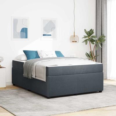 Bedframe met matras Anders Donkergrijs 140 x 200 cm Fluweel