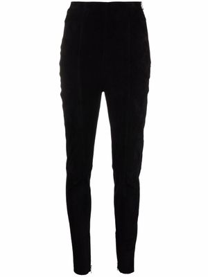 Balmain pantalon à taille haute zippée - Noir