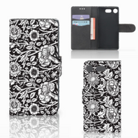 Sony Xperia XZ1 Compact Hoesje Black Flowers - thumbnail