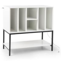 Plattenspielerstandaard met Oplaadstation & Vinylopslag Bijzetkast Vinyl-display Rek Wit