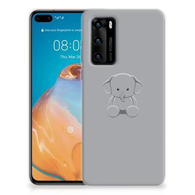 Huawei P40 Telefoonhoesje met Naam Grijs Baby Olifant Huawei P40 Telefoonhoesje met Naam Grijs Baby Olifant
