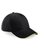 Beechfield CB20 Athleisure 6 Panel Cap - Black/Yellow - One Size - thumbnail