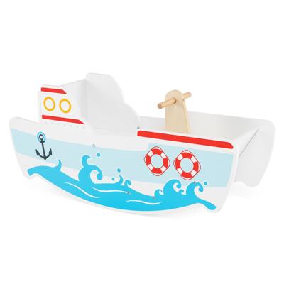 Schommelboot voor Kinderen van 1-5 Jaar Houten Schommelpaard met Nautisch Design Berkenhouten Handgrepen Brede Zitting en Rugleuning