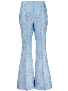 Macgraw pantalon évasé Circa 72 à fleurs en jacquard - Bleu