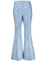 Macgraw pantalon évasé Circa 72 à fleurs en jacquard - Bleu - thumbnail