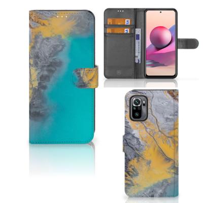 Xiaomi Redmi Note 10S | 10 4G | Poco M5s | Bookcase | Marble Blue Gold