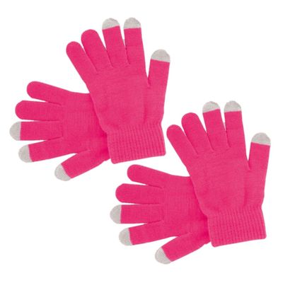 2x paar touchscreen smartphone handschoenen roze voor volwassenen