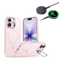 iPhone 17 Bundle Classic Hybrid Magnetic Case (Camera Control, Stash Stand) and Magnetic Charging Pad (Qi2) - Frosted Bubblegum Pink