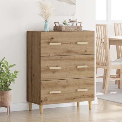 Dressoir artisanaal eikenkleurig 34 x 69,5 x 90 cm Bewerkt hout