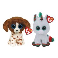 Ty - Knuffel - Beanie Boo's - Muddles Dog & Christmas Unicorn - thumbnail