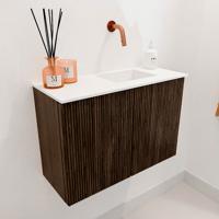 Toiletmeubel Mondiaz Joya | 60 cm | Meubelkleur Walnut | Faye wastafel Talc Rechts | Zonder kraangat(en)