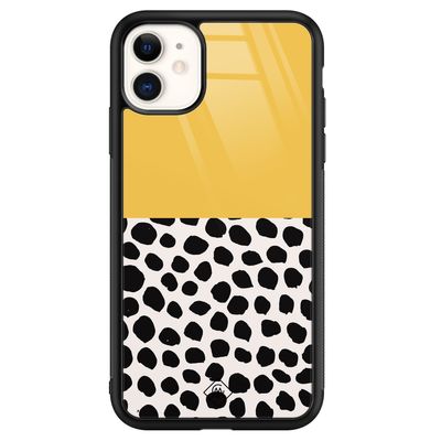 iPhone 11 glazen hardcase - Abstract geel