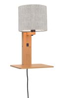 GOOD&MOJO Wandlamp 'Andes' Bamboe en Eco linnen, Met plank, kleur Beige/Naturel
