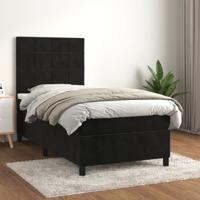 Boxspring met matras fluweel zwart 100x200 cm
