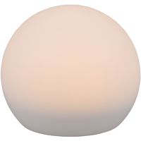 LED Tafellamp met Zonne-energie - Trion Mallo - Dag en Nacht Sensor - 5W - Warm Wit 3000K - RGBW - Spatwaterdicht IP44 - Rond - Mat Wit - Kunststof