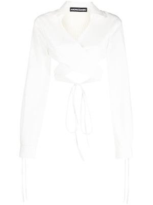 ANDREĀDAMO blouse à taille nouée - Blanc