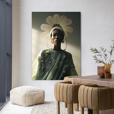Urban Cotton Wandkleed 'Editorial Flower' 110 x 145cm in Frame - black
