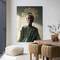 Urban Cotton Wandkleed 'Editorial Flower' 110 x 145cm in Frame - black
